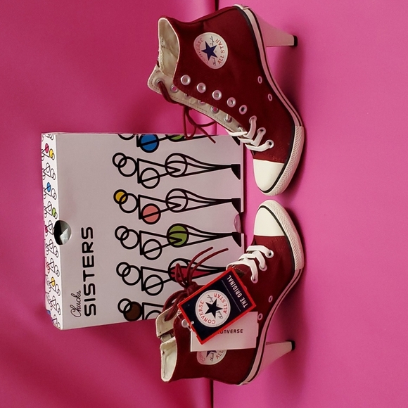 Rare Converse All star heels Japan limited US 4.5 JPN 23.5 burgundy women 6 6.5 - Picture 4 of 10